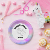 Unicorn Space Happy Birthday Pappteller (Party)