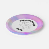 Unicorn Space Happy Birthday Pappteller (Schrägansicht)