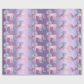 Unicorn Sparkl Glitzer Pink Floral Baby Lavender Geschenkpapier (Flach)