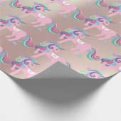 Unicorn Sparkl Glitzer Pink Floral Baby Paarly Geschenkpapier (Ecke)