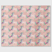 Unicorn Sparkl Glitzer Pink Floral Baby Peach Cand Geschenkpapier (Flach)