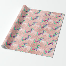 Unicorn Sparkl Glitzer Pink Floral Baby Peach Cand Geschenkpapier