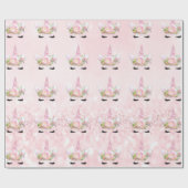 Unicorn Sparkl Glitzer Pink Floral Candy Girly Geschenkpapier (Flach)