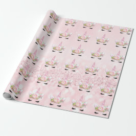 Unicorn Sparkl Glitzer Pink Floral Pastel Girl Geschenkpapier
