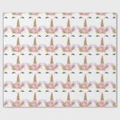 Unicorn Sparkl Glitzer Pink Gold Rose Weiß Geschenkpapier (Flach)