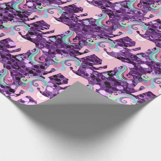 Unicorn Sparkl Glitzer Pink Sequin Baby Lavender Geschenkpapier (Ecke)