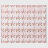 Unicorn Sparkl Glitzer Rosa Blütenblättrige Blüte Geschenkpapier (Flach)