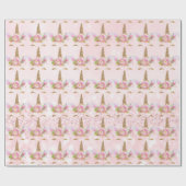Unicorn Sparkl Glitzer Rosa Flora Geschenkpapier (Flach)