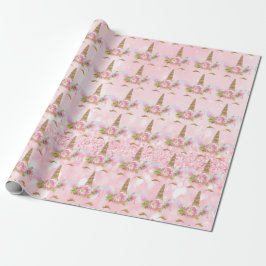 Unicorn Sparkl Glitzer Rosa Rose Lashe Gold Floral Geschenkpapier
