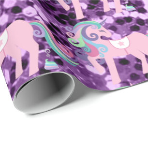 Unicorn Sparkl Glitzer-Rosasequin-Baby-Lavendel Geschenkpapier