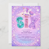 Unicorn Sparkle 6th Birthday Girl Invitation Einladung (Vorderseite)