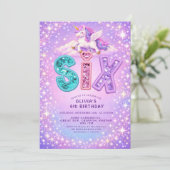Unicorn Sparkle 6th Birthday Girl Invitation Einladung (Stehend Vorderseite)