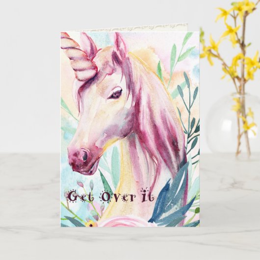 Unicorn Spaß Farbenfrohe Wasserfarbe Wohlfühlkarte Karte (Gelbe Blume)