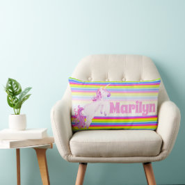 Unicorn springende Regenbogenstreifen individuelle Lendenkissen