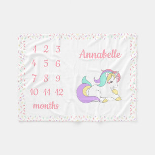 Unicorn Sprinkle Milestone Monatsblanket Fleecedecke
