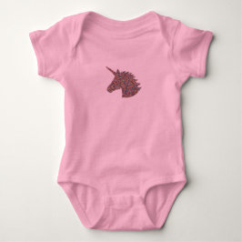 Unicorn Sprinkle Print Pink Baby Bodysuit Strampler