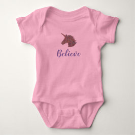 Unicorn Sprinkle Print Pink Baby Bodysuit Strampler