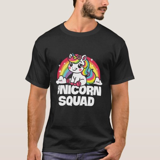 Unicorn Squad Niedlich Rainbow T-Shirt (Vorderseite)