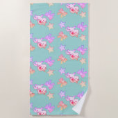 Unicorn Star Bow Rainbow Niedlich farbig Strandtuch (Vorderseite)