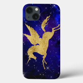 Unicorn Stardust Galaxy Constellation Blue Gold Case-Mate iPhone Hülle