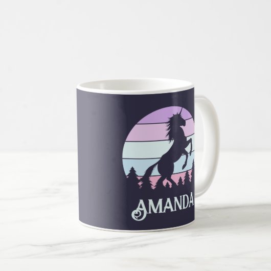 Unicorn Sunset Personalisierte Mug Kaffeetasse (VorderseiteRechts)