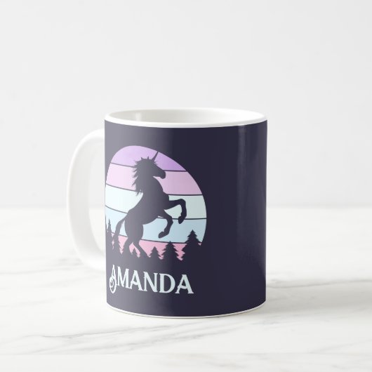 Unicorn Sunset Personalisierte Mug Kaffeetasse (Vorderseite Links)