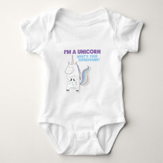 Unicorn Superpower Baby Strampler (Vorderseite)