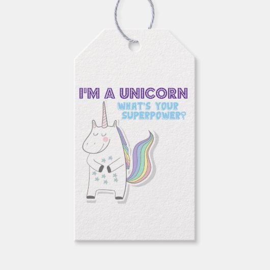 Unicorn Superpower Geschenkanhänger (Vorderseite)