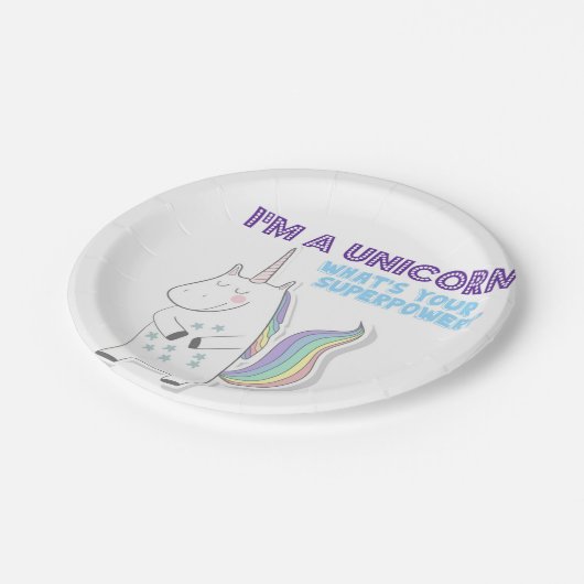 Unicorn Superpower Pappteller (Schrägansicht)