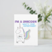 Unicorn Superpower Postkarte (Stehend Vorderseite)