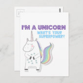 Unicorn Superpower Postkarte (Vorne/Hinten)