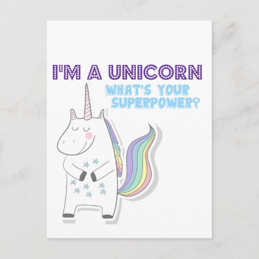 Unicorn Superpower Postkarte (Vorderseite)