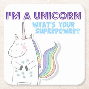 Unicorn Superpower Rechteckiger Pappuntersetzer