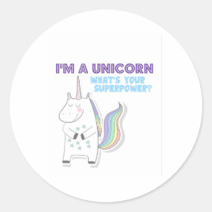 Unicorn Superpower Runder Aufkleber