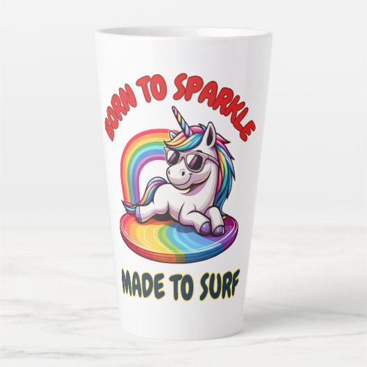 Unicorn Surfer Rainbow Surfen Cool Milchtasse (Vorderseite)