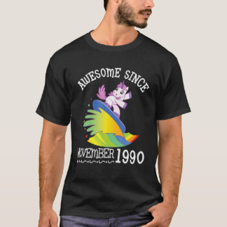 Unicorn Surfing Phantastisch seit November 1990 Ge T-Shirt