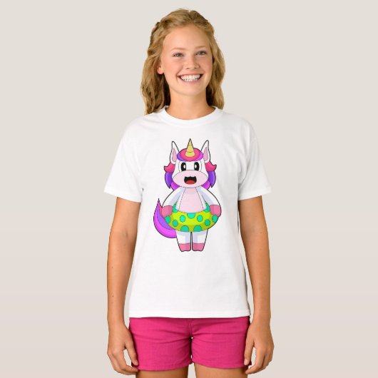 Unicorn Swimming Inflatable float Summer T-Shirt (Vorne ganz)