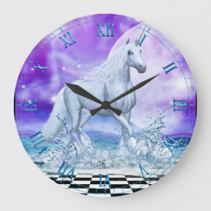 Unicorn tanzen in der Wassermauer-Uhr Große Wanduhr