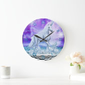 Unicorn tanzen in der Wassermauer-Uhr Große Wanduhr (Zuhause)