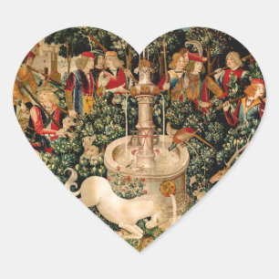 Unicorn Tapestries gefunden Legende Mythisch Herz-Aufkleber