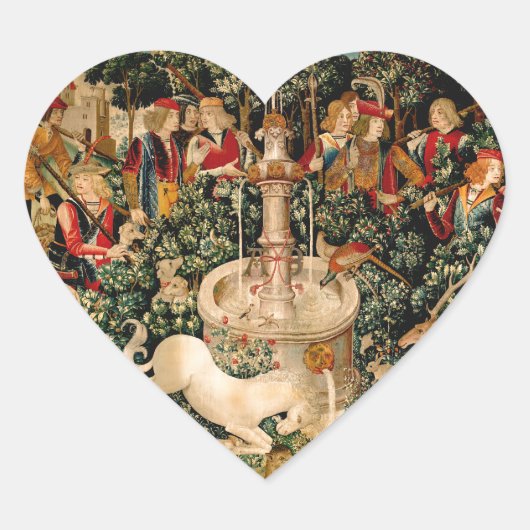 Unicorn Tapestries gefunden Legende Mythisch Herz-Aufkleber (Vorderseite)