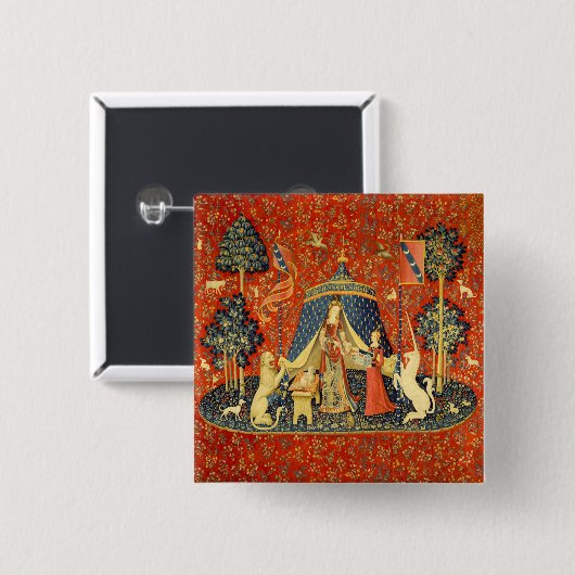 Unicorn Tapestries Lady Legend Mittelalter Button (Vorne & Hinten)
