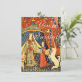 Unicorn Tapestries Lady Legend Mittelalter Einladung (Stehend Vorderseite)