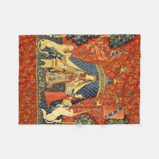 Unicorn Tapestries Lady Legend Mittelalter Fleecedecke (Vorderseite (Horizontal))