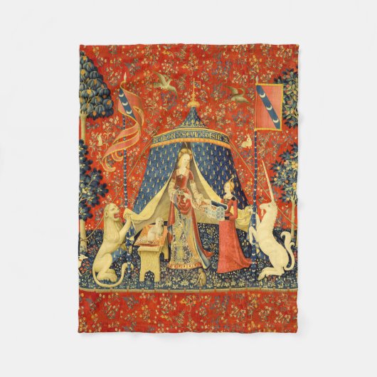 Unicorn Tapestries Lady Legend Mittelalter Fleecedecke (Vorderseite)