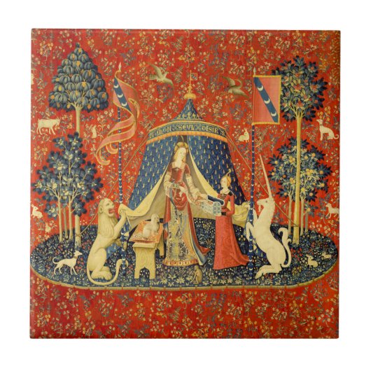 Unicorn Tapestries Lady Legend Mittelalter Fliese (Vorderseite)