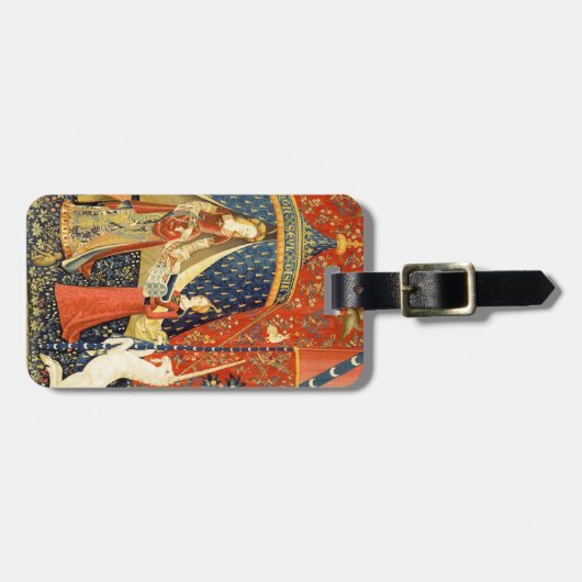 Unicorn Tapestries Lady Legend Mittelalter Gepäckanhänger (Vorderseite horizontal)