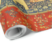 Unicorn Tapestries Lady Legend Mittelalter Geschenkpapier (Rolleneckpunkt)