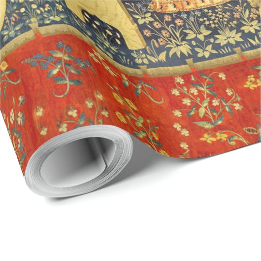 Unicorn Tapestries Lady Legend Mittelalter Geschenkpapier (Rolleneckpunkt)