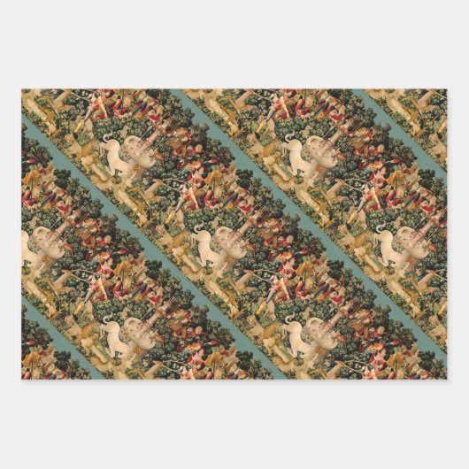 Unicorn Tapestries Lady Legend Mittelalter Geschenkpapier Set (Vorderseite 3)